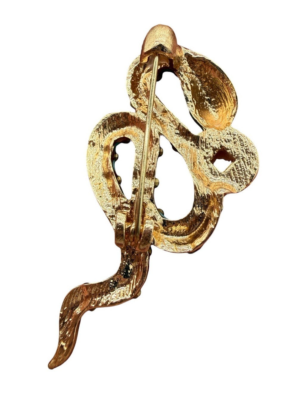 Turquoise Enamel Snake Ornament with Amber Coin - Designer Accent - Picture 4 of 7